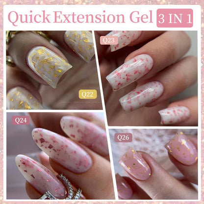 sengpan 7ML Quick Extension Gel Nail Polish Gold Foils Glitter Polish Vernis Semi Permanent UV Gel Nail Art Soak Off Hard Gel