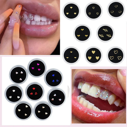 sengpan 2box Dental Metal Crystal Jewelry Tooth Gems Tooth Beauty Diamond Ornaments Various Shapes Tooth Decorations