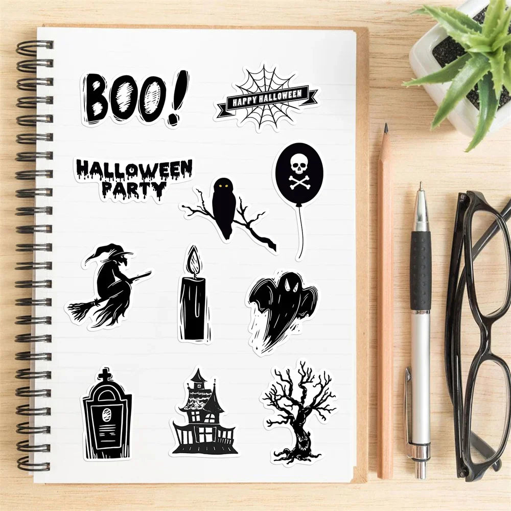 sengpan 50pcs Boo Halloween Party Stickers For Ipad Scrapbook Journal Laptop Stationery Aesthetic Sticker Pack Scrapbooking Supplies