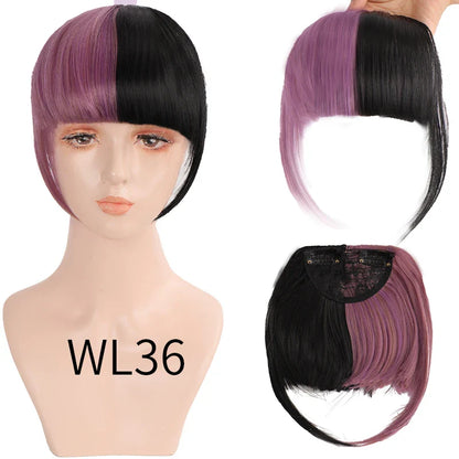 sengpan Synthetic Fake Hair Bangs Hair Clips For Extensions Natural Straigth Black Invisible Wig Women Natural Neat Hair Bang