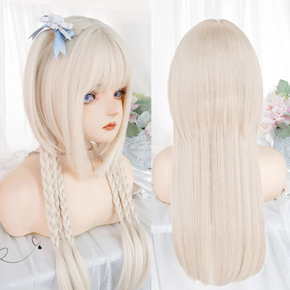 sengpan synthetic long straight hair women's wig silver gradient gray wig cosplay lolita bangs wig party wig