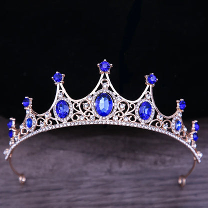 sengpan Baroque Luxury Girls AB Red Green Blue Crystal Bridal Wedding Tiara Crown Bride Queen Headbands Hair Jewelry Accessories