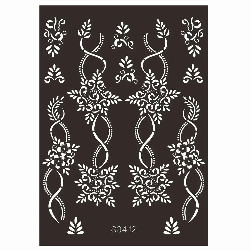 sengpan Reusable Temporary Henna Tattoo Stencil for Hand Arm Sleeve Mehndi Stencils Designs Painting Template DIY Tattoo Supplies