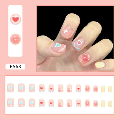 sengpan 24pcs Full Cover Wearable Press Fake Nails Art Free Gift Glue Sticker Tip Wearing Tools False Manicure Patch Paragraph