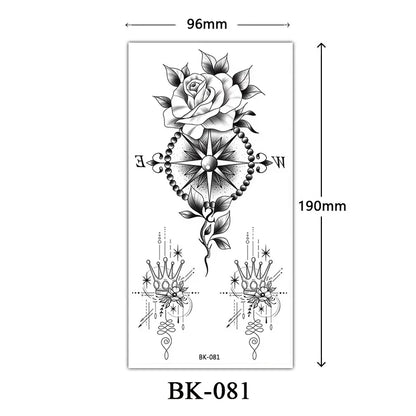 sengpan Black Flower Tattoo Stickers for Hand Arm Waterproof Temporary Tattoos for Women Butterfly Fake Tattoo Sleeve Tatoos Girls