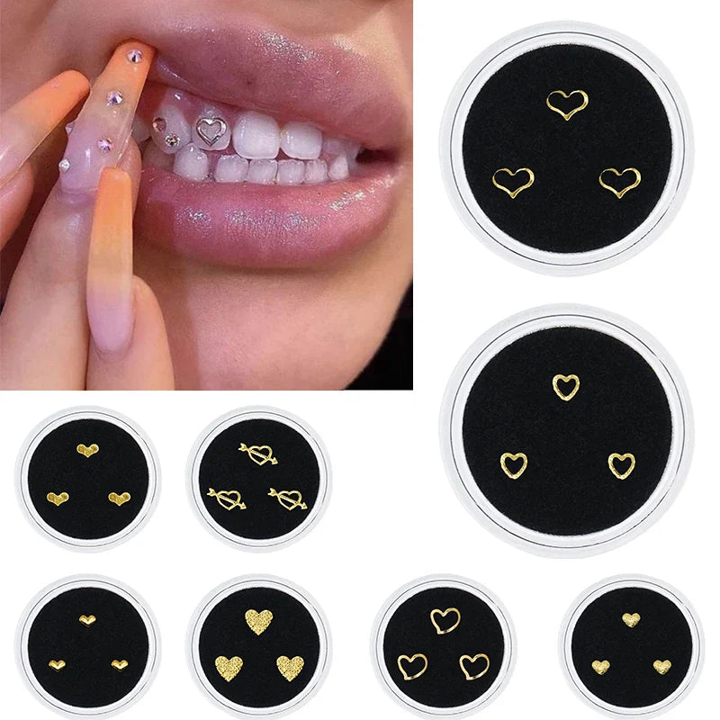 sengpan 3pcs Teeth Gems Tooth Jewelry Ornaments with Box Fashion Teeth Gems Beauty Diamond Dental Crystal Teeth Jewelry Gem Decoration