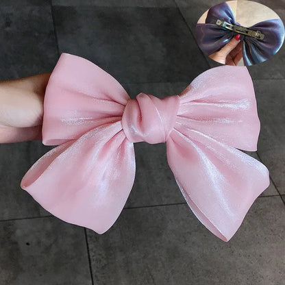 sengpan Oversized Bow Hair Accessories Fashion Satin Ribbon Hairpins Big Bow Hairpins Women Girls Satin Ladies Hairpins Cute