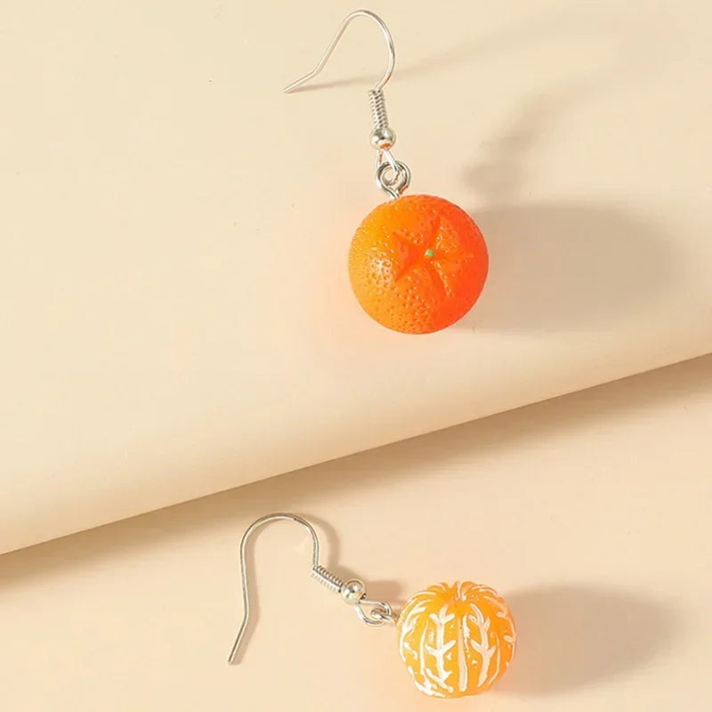 sengpan Fruit Drop Dangle Earrings for Teenagers Funny Orange Ear Rings Jewelry Gift for Women, Stainless Steel Plant Design