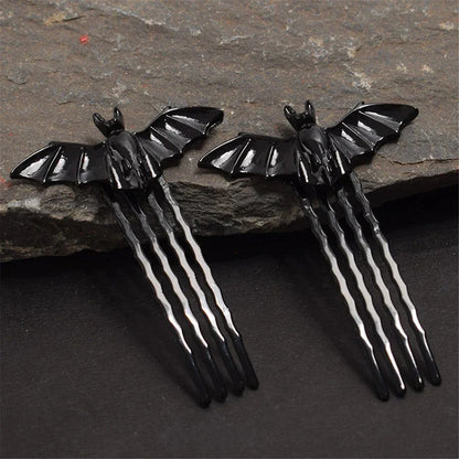 sengpan High Quality 1Pair Retro Bat Hairpin Halloween Fancy Dress Bat Bobby Pin Party Cosplay Props Durable Solid Color Hairpin