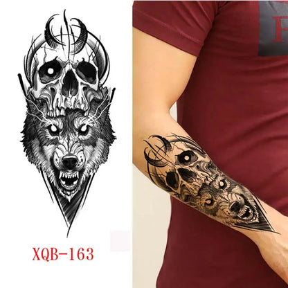 sengpan Black Forest Animal Temporary Tattoos for Men Wolf Tattoo Stickers Tiger Skull Skeleton Fake Tattoo for Women Arm Sleave