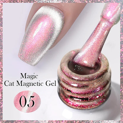 sengpan 10ml Double Light Reflective Glass Cat Magnetic Gel Sparkling Rainbow Color Gel Nail Polish Varnis Semi Permanent