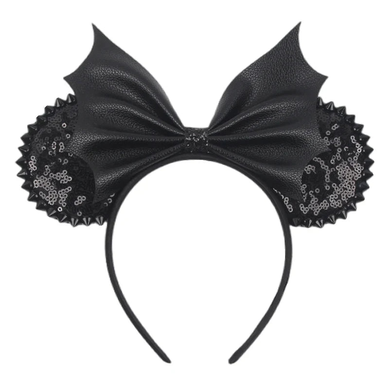 Lianfudai 2024 Nieuwe Disney Mouse Ears Headband  Hoofdband Bat Pompoen Lovertjes Strik Halloween Festival Feest Cosplay Haaraccessoires