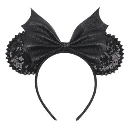 sengpan 2024 Nieuwe Disney Mouse Ears Headband  Hoofdband Bat Pompoen Lovertjes Strik Halloween Festival Feest Cosplay Haaraccessoires