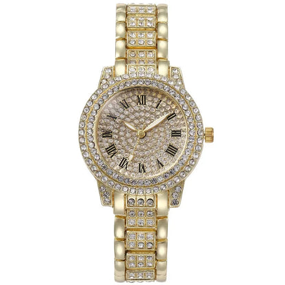 Lianfudai Top NEW Luxury Full Diamond Watch for Women Elegant Brand Quartz Steel Watches Ladies Zircon Crystal Fashion Wristwatch Clock