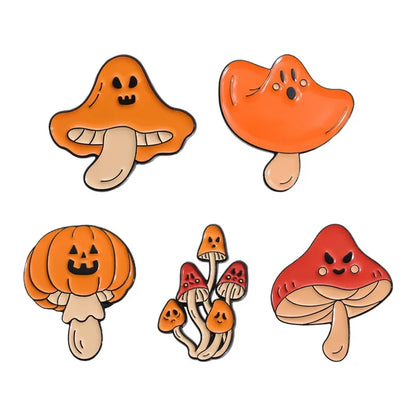 sengpan Horror Mushroom Enamel Pins Halloween Pumpkin Ghost Brooches Lapel Backpack Badges Punk Gothic Jewelry Gift For Kids Friends