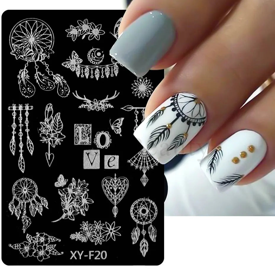 sengpan Spring Flowers Nail Stamping Plates Cherry Blossom Summer Daisy Floral Butterfly DIY Nail Design Image Stamp Templates Stencil