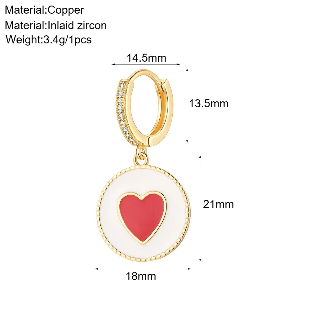 Lianfudai Cute Heart Angle Hoop Earrings for Women Evil Blue Eye New In Korean Earring Gold Color Free Shipping Woman's Fashion Jewelry