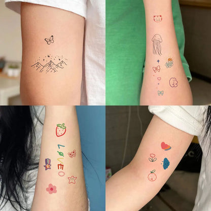 Lianfudai  6pcs NewCartoon Pattern Colored Flower Heart Temporary Tattoo Stickers Waterproof Magic Tattoo Disposable Tattoo Stickers