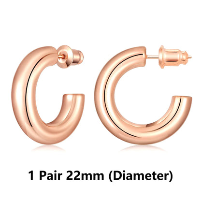 Lianfudai Earrings for Women 14K Real Gold Plated Copper Hoop With 925 Sterling Silver Post New Cute Modern Jewelry For Women