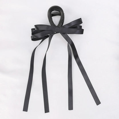 sengpan Black Bowknot Hair Claw Sweet Silk Ribbon Bow Hairpin Bang Clip Korean Girls Fashion Grab Clips Female Headwear Hair Accessories