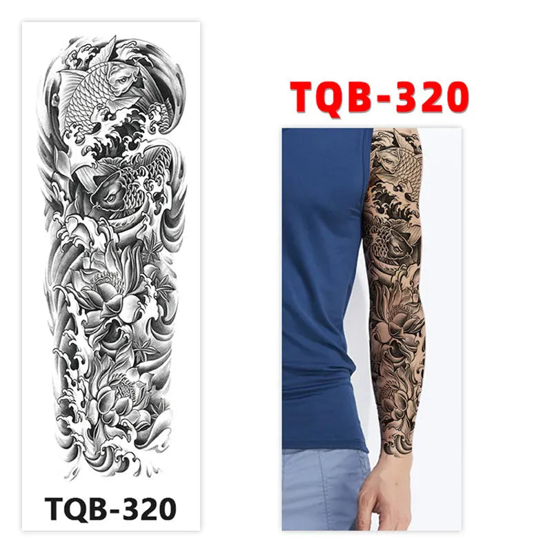 sengpan Large Arm Tattoo Sticker Full Sleeve Temporary Tattoos for Men Fish Wolf Tiger Tattoo Fake Tatoo for Women Waterproof Body Art