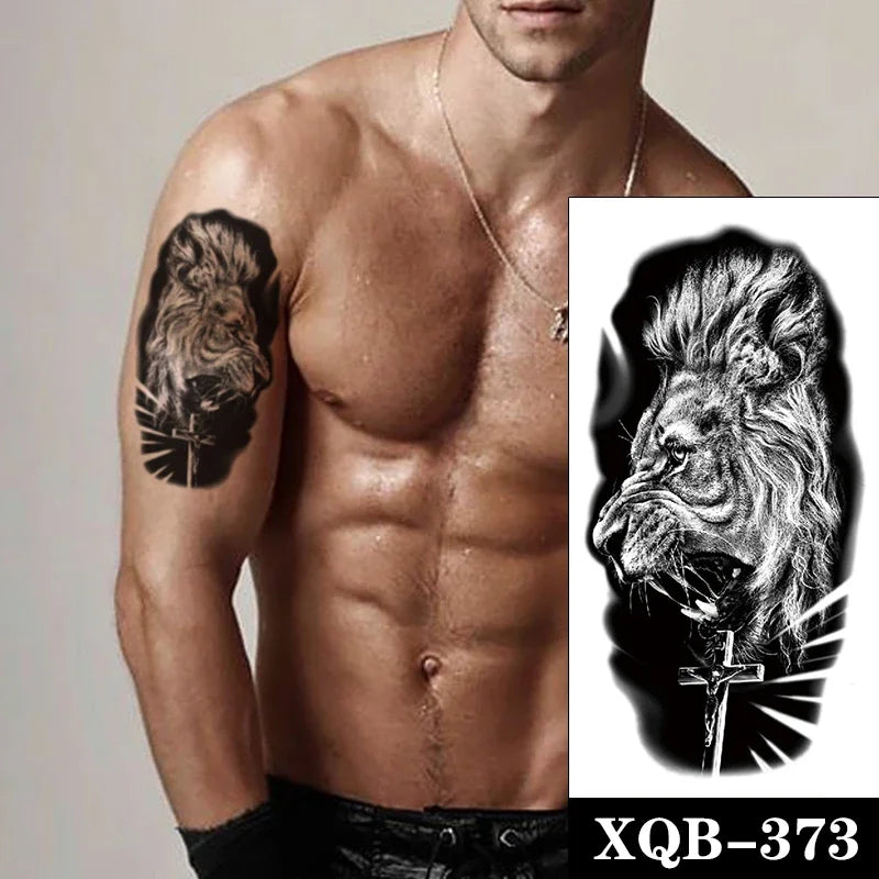 sengpan Waterproof Temporary Tattoo Sticker Black Realistic Tiger Line Totem Design Fake Tattoos Flash Tatoos Arm Body Art for Women Men