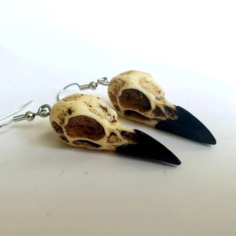 sengpan 3D Raven Skull Earrings Resin Replica Crow Skull Earrings For Women Halloween Party Gifts Wiccan Gift