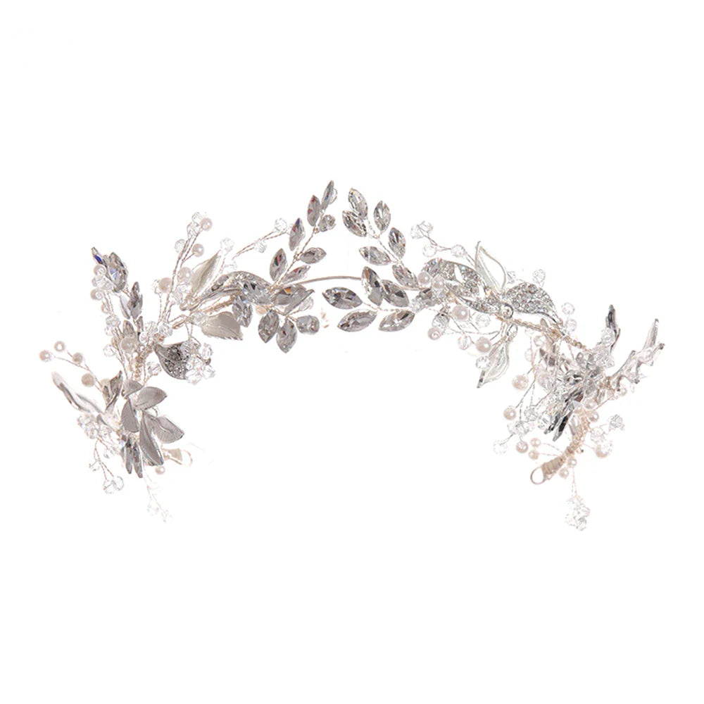 sengpan Women Hair Accessories Crystal Leaf Headbands Bridal Hairband Wedding Bridal Hair Comb Hair Clip Headdress Jewelry Gift