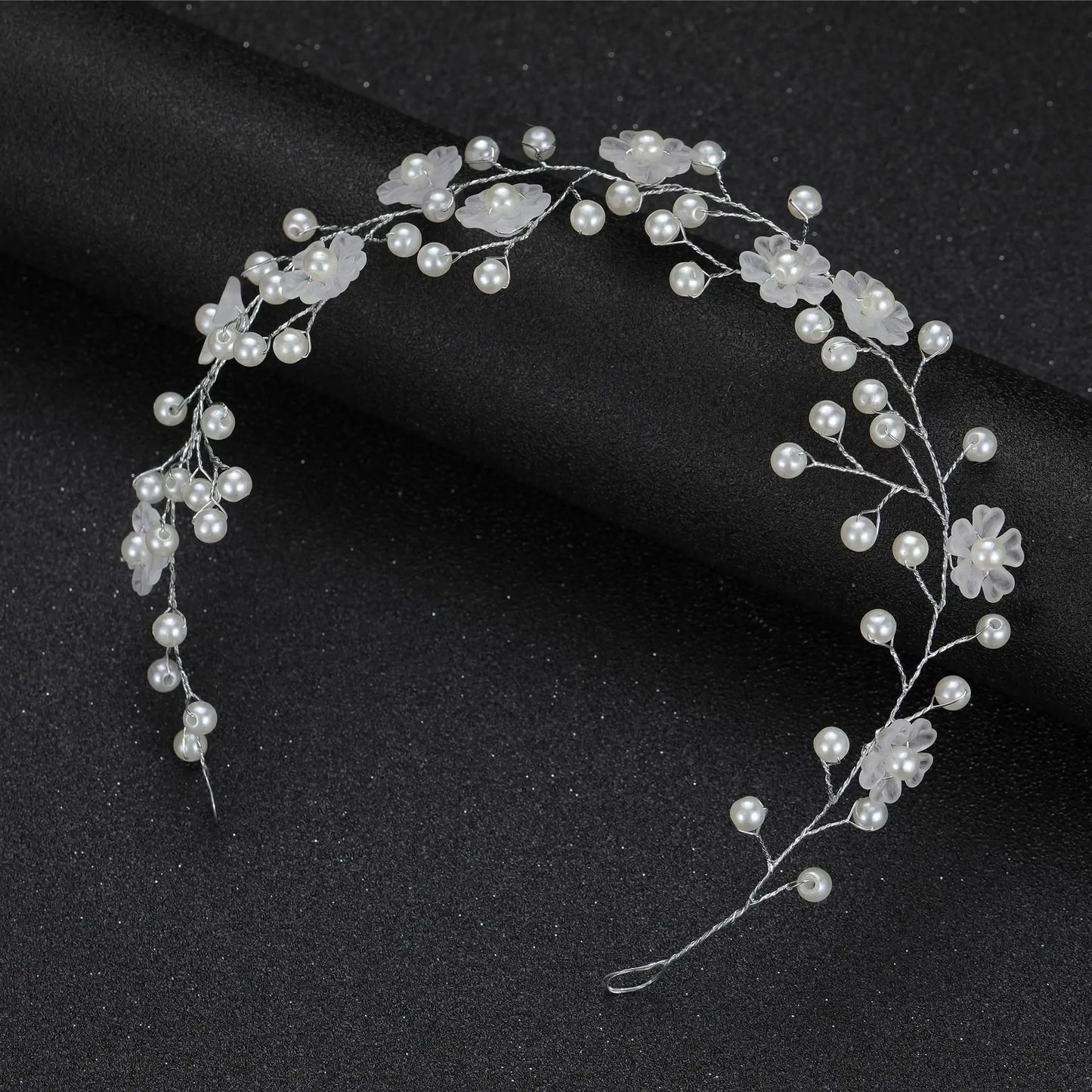 Lianfudai Elegant Women Hair Accessories Bridal Headband Crystal Pearl Hairband Head Ornament Ladies New Hair Jewelry For Wedding