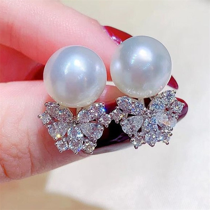 sengpan Trendy Style Imitation Pearl Design Stud Earrings for Women Exquisite Daily Wearable Jewelry Elegant Wedding Accessories