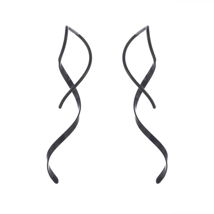 sengpan Simple Spiral Threader Earrings Irregular Helix Wave Curve Ear Line Cuff Stainless Steel Dangling Earring Women Fashion Jewelry