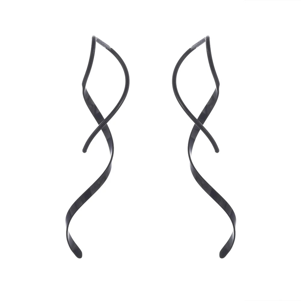 sengpan Simple Spiral Threader Earrings Irregular Helix Wave Curve Ear Line Cuff Stainless Steel Dangling Earring Women Fashion Jewelry