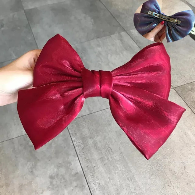 sengpan Oversized Bow Hair Accessories Fashion Satin Ribbon Hairpins Big Bow Hairpins Women Girls Satin Ladies Hairpins Cute