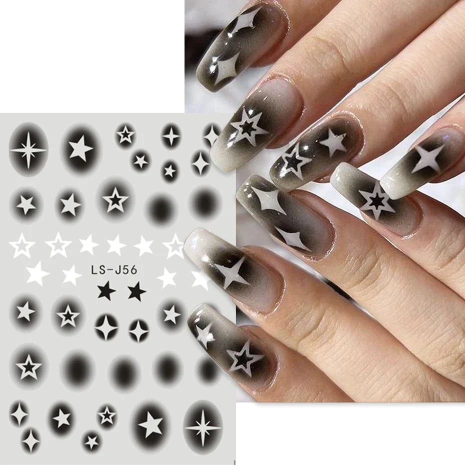 sengpan Embossed 3D Witches Nails Stickers Gold Black Witche Broom Boots Relief Design DIY Halloween Dark Style Manicure Decal CK-007