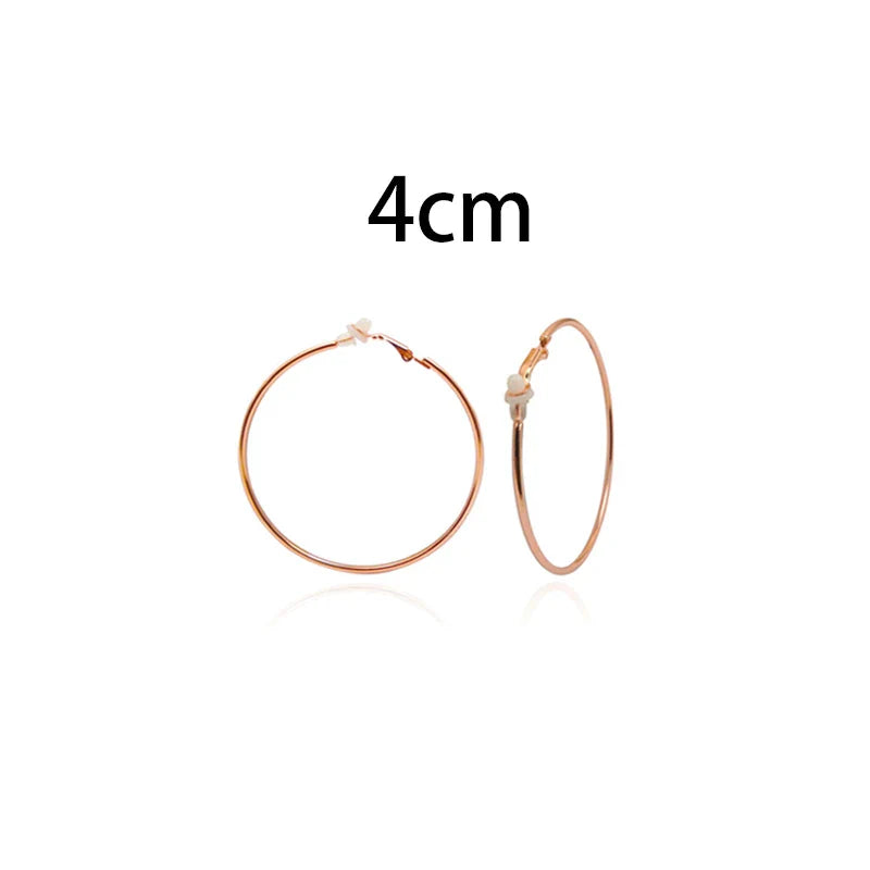 sengpan Round Circle Hoop Earrings Clip Without Piercing Women Gold Silver Stainless Steel Plating Rings Ear Clips Fashion Jewelry Gift