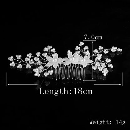 sengpan Pearl Crystal Wedding Hair Combs Hair Accessories for Bridal Flower Headpiece Headbands Women Bride Hair ornaments Jewelry