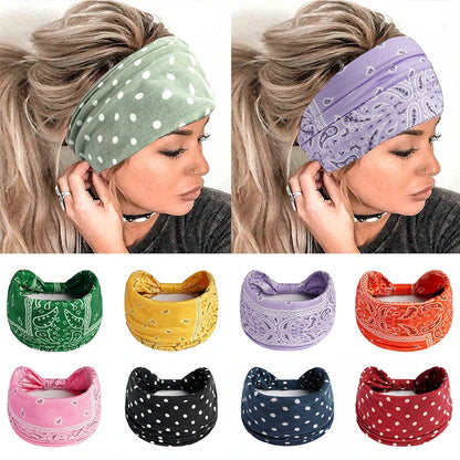 sengpan Boho Knot Turbans Yoga Elastic Head Wrap Women Headband Wide Hairbands Headwear Floral Bandanas Fashion Hair Band Accessories