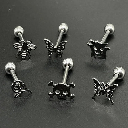 sengpan Punk Titanium Steel Butterfly Tongue Nail Pierced Lingual Rings Girl Rose Bee Tongue Ring Helix Piercing Stud Earrings Jewelry