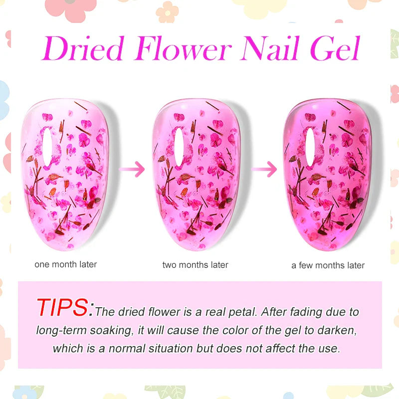 sengpan 8ml Dried Flower Gel Nail Polish Natural Flower Floral DIY Nail Art Semi Permanent UV Gel Soak Off Painting Varnishes