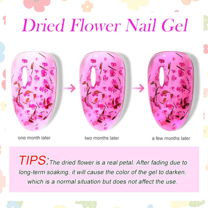 sengpan 8ml Dried Flower Gel Nail Polish Natural Flower Floral DIY Nail Art Semi Permanent UV Gel Soak Off Painting Varnishes