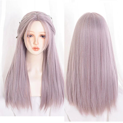 sengpan synthetic long straight hair women's wig silver gradient gray wig cosplay lolita bangs wig party wig