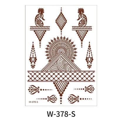 sengpan Waterproof Temporary Brown Henna Tattoo Stickers Chest Lace Mandala Henna Tattoos for Women Diamond Flower Body Art Fake Tatoo