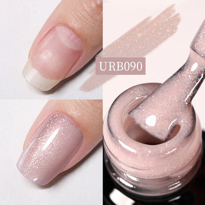 sengpan SUGAR Aurora Rubber Gel Nail Iridescent Pearl Effect Metallic Mirror Nails Manicure Soak Off UV LED No Wipe Top Coat Base Gel