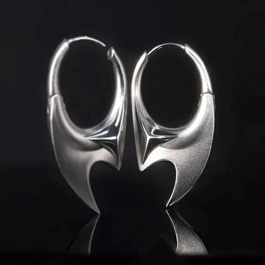 Lianfudai 2024 Women Men Silver Color Unique Personalized Earrings Cyberpunk Minimalist Unisex Earrings Trendy Party Jewelry Accessory