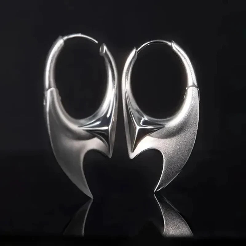 sengpan 2024 Women Men Silver Color Unique Personalized Earrings Cyberpunk Minimalist Unisex Earrings Trendy Party Jewelry Accessory