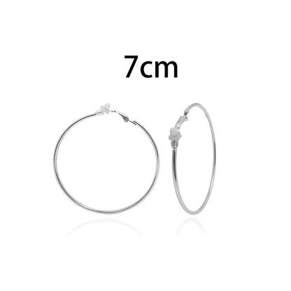 sengpan Round Circle Hoop Earrings Clip Without Piercing Women Gold Silver Stainless Steel Plating Rings Ear Clips Fashion Jewelry Gift