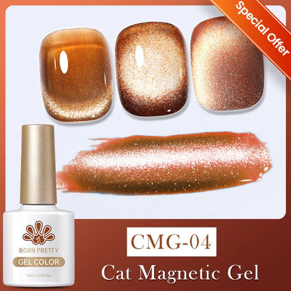 sengpan 10ml Double Light Reflective Glass Cat Magnetic Gel Sparkling Rainbow Color Gel Nail Polish Varnis Semi Permanent