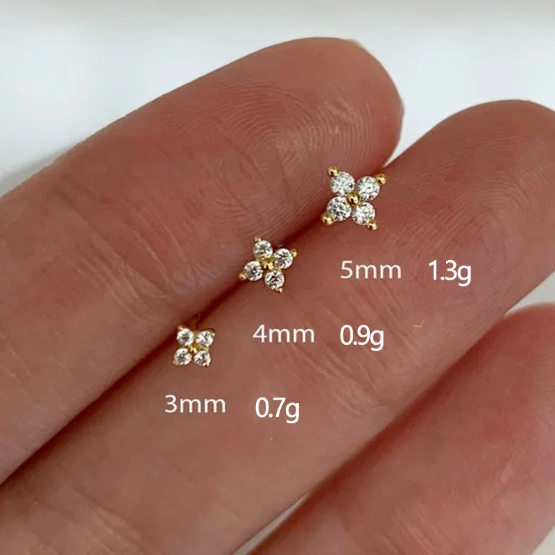 sengpan Dainty Flower Earclip Earrings for Women Piercing Cartilage Ear Ring Cute Zircon Gold Color Women's Aesthetic Jewelry KDE028