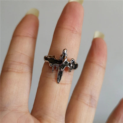 sengpan Vintage Goth Thorny Rose Couple Rings For Men Women Charm Irregularity Opening Stainless Steel Punk Finger Ring Jewelry Y2k Gift