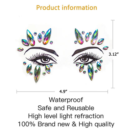 sengpan Rhinestones for Face Glitter for Face Stickers on Face Temporary Tattoos for Women Temporary Tattoos Fake Tattoo Tattoo Sticker